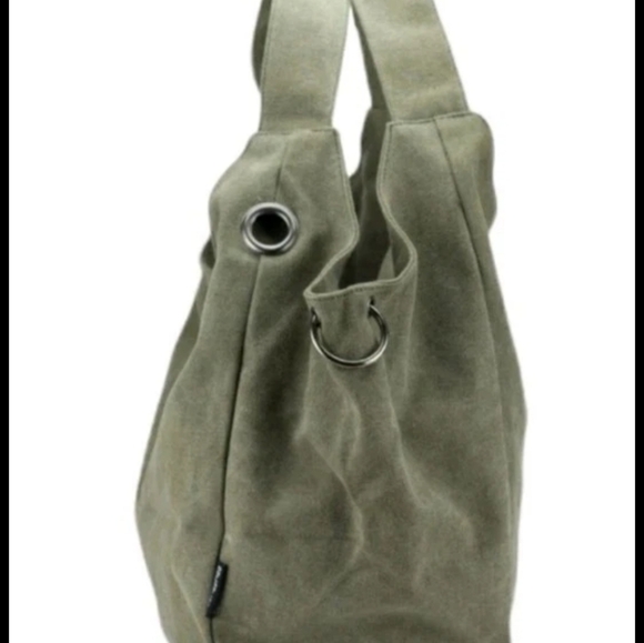 SALE * Tao MaoMao Cotton Canvas Hobo Tote in Army Green - Picture 4 of 11